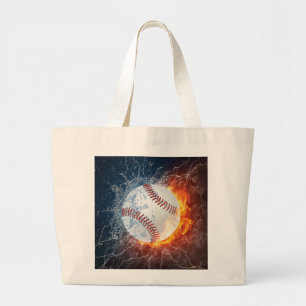 Baseball ball large tote bag