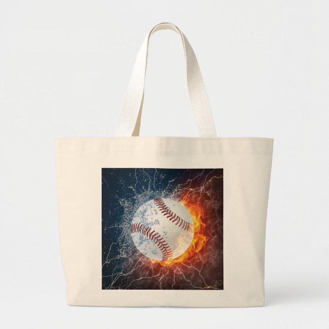Baseball ball large tote bag (Front)