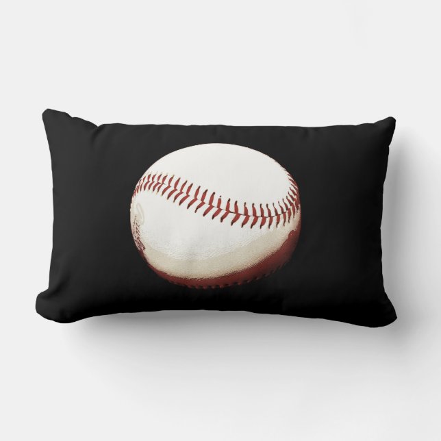 baseball ball on black background toss pillow (Front)