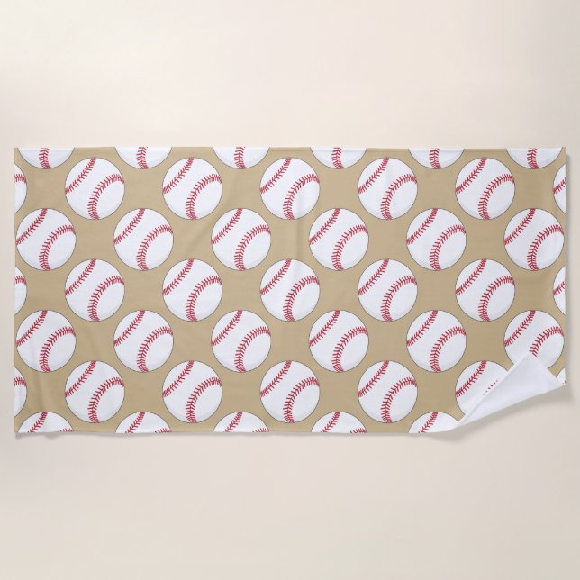 Baseball Ball Pattern Beach Towel (Front)