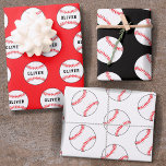 Baseball Ball Pattern Kids Name Birthday Wrapping  Wrapping Paper Sheet<br><div class="desc">Baseball Ball Pattern Kids Name Birthday Wrapping Paper Sheets. Personalise with your name or erase the text.</div>