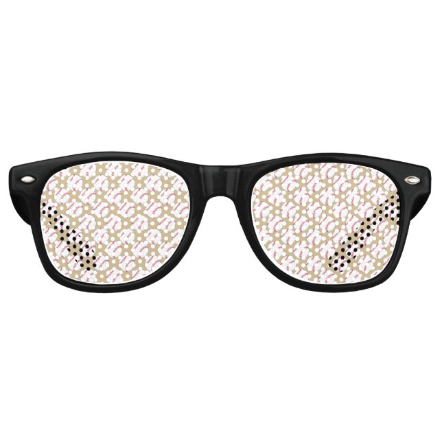 Baseball Ball Pattern Retro Sunglasses (Front)