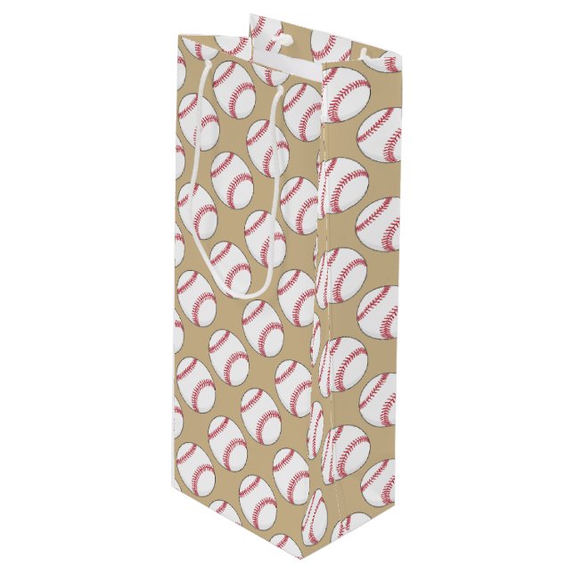 Baseball Ball Pattern Wine Gift Bag (Front Angled)