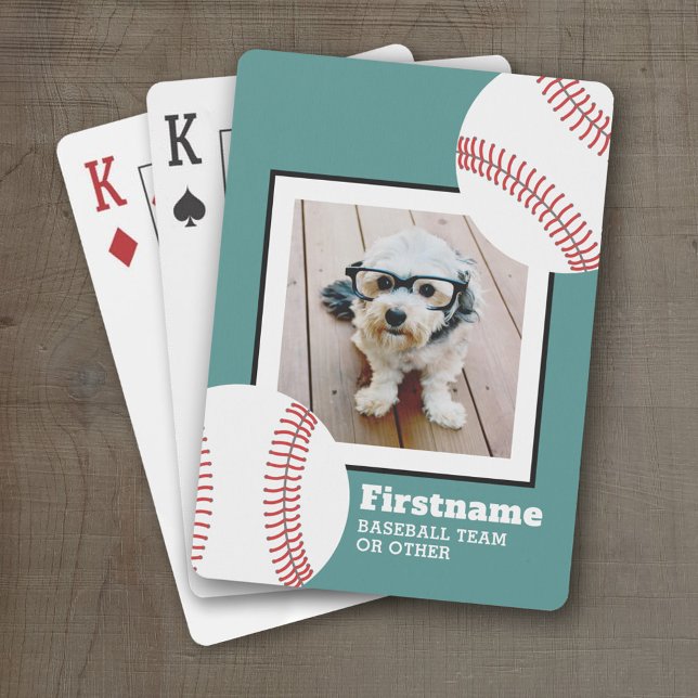 Baseball Ball Photo Add Your Name - Can Edit Colou Playing Cards (Personalized Playing Cards - Sporty Design)