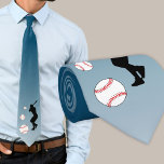 Baseball Ball Player Black Silhouette Blue Tie<br><div class="desc">Baseball Ball Player Black Silhouette Blue Neck Tie. Great for a baseball player,  baseball coach or fan.</div>