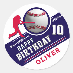 Baseball Ball Player Themed Birthday Party Classic Round Sticker