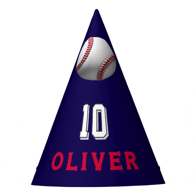 Baseball Ball Player Themed Birthday  Party Hat (Front)