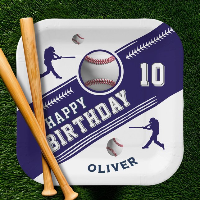 Baseball Ball Player Themed Birthday Party Paper Plate (Creator Uploaded)