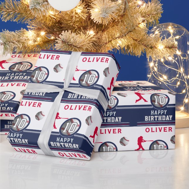 Baseball Ball Player Themed Birthday Party Wrapping Paper (Holidays)