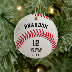 Baseball Ball Red Stitching Photo Personalised Ceramic Ornament