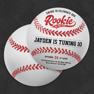 Baseball Ball Rookie of the Year Birthday Party Invitation