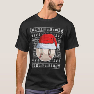 Baseball Ball Santa Hat Christmas Funny Ball Santa T-Shirt