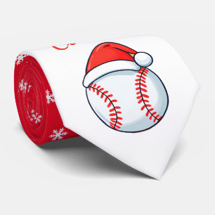 Baseball Ball Santa Hat Coach Christmas Tie