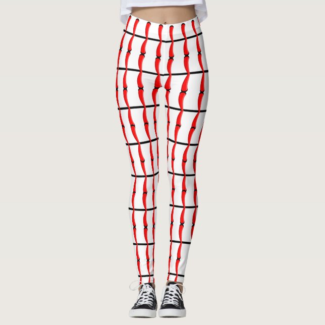 Baseball ball Seam Stitches Pattern Leggings (Front)