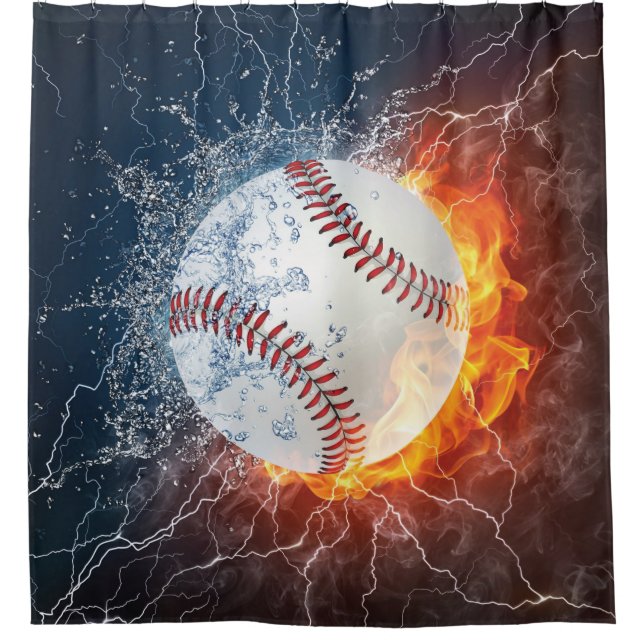 Baseball ball shower curtain (Front)