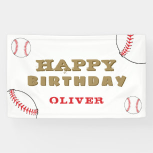 Baseball Ball Sports Black Kids Birthday Party Banner