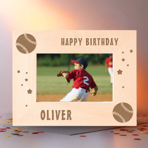 Baseball Ball Sports Happy Birthday Etched Frames
