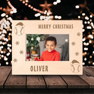 Baseball Ball Sports Merry Christmas Name Etched Frames