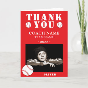 Baseball Ball Sports Photo Coach Thank You Card