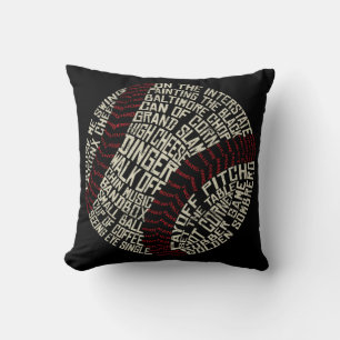 Baseball Ball Terminology Word Art Cushion