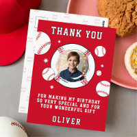 Baseball Ball Themed Birthday Photo Thank you