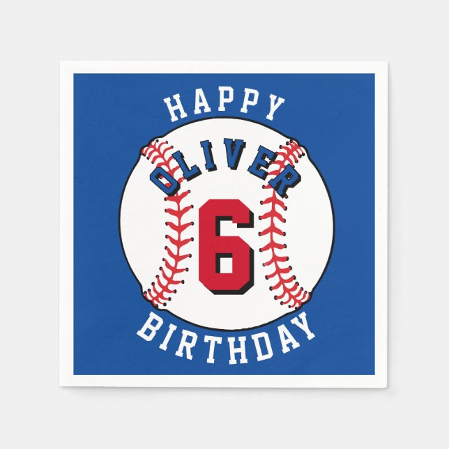 Baseball Ball Themed Kids Birthday Party Napkin (Front)