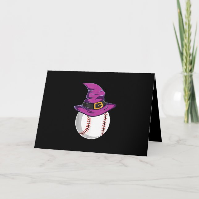 Baseball Ball Witch Hat - Funny Halloween Costume Card (Front)