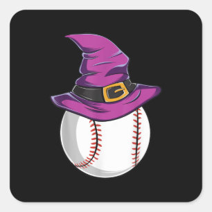 Baseball Ball Witch Hat - Funny Halloween Costume Square Sticker