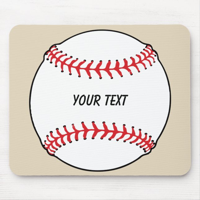 Baseball Ball with Custom Text Mouse Pad (Front)