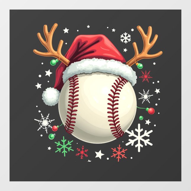 Baseball Ball with Reindeer Horns and Christmas  (Sheet)