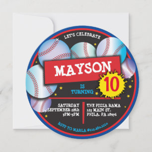 BASEBALL BALLS BLUE Birthday Party Invitation