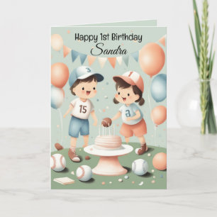 Baseball Balls Happy Birthday Kids Personalizable Card