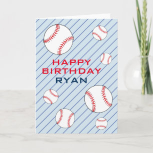 Baseball Balls Happy Birthday Kids Personalizable Card