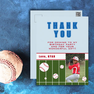 Baseball Balls Kids Birthday Photo Thank you Postcard