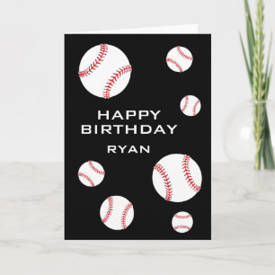 Baseball Balls Personalised Happy Birthday Kids Card