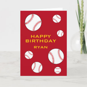 Baseball Balls Personalised Happy Birthday Kids Card