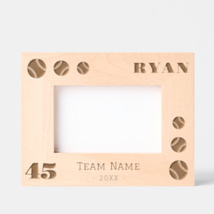 Baseball Balls Player Number Team Name  Etched Frames
