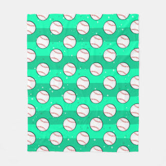 Baseball Balls - Seamless Pattern on Aqua Green  Fleece Blanket