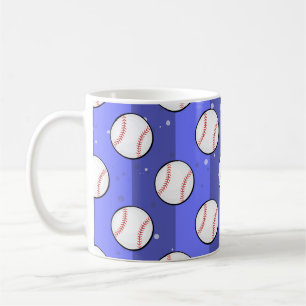 Baseball Balls - Seamless Pattern on Blue Field Coffee Mug