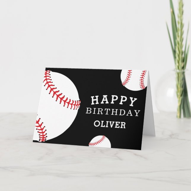 Baseball Balls Sports Happy Birthday Kids Card (Front)