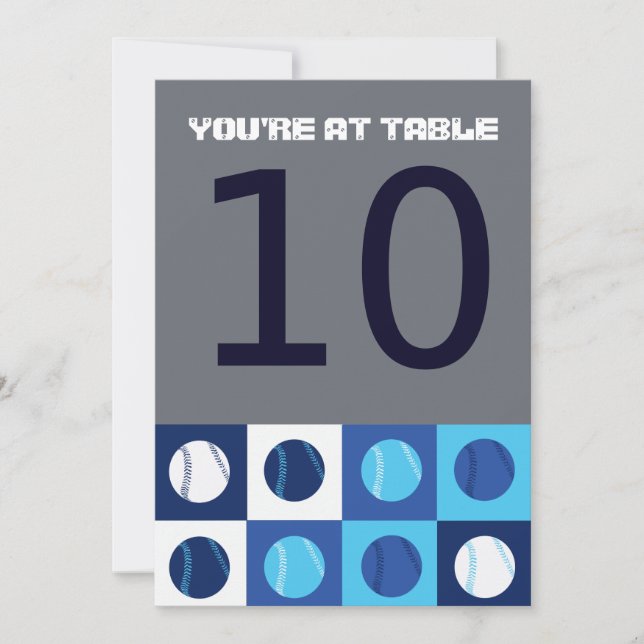BASEBALL Bar Bat Mitzvah Table Number Seating Card (Front)