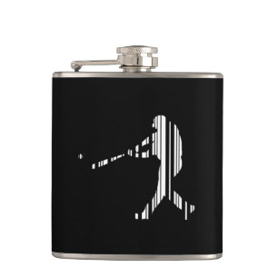 BASEBALL BAR CODE Sports Player Pattern Design Hip Flask