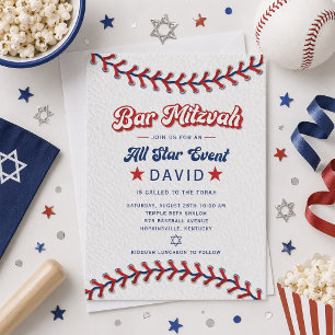 Baseball Bar Mitzvah Invitation All Star