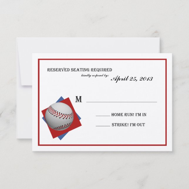 Baseball Bar Mitzvah Reply on Felt RSVP Card (Front)