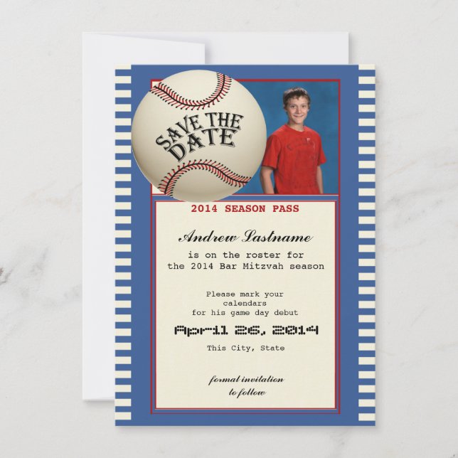 Baseball Bar Mitzvah Save the Date (Front)