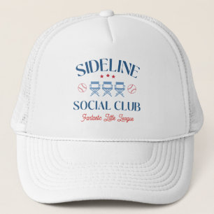 Baseball Baseline Social Club with league name Trucker Hat