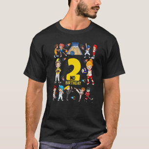 Baseball Basketball Bowling 2 Year 2nd Birthday Gi T-Shirt