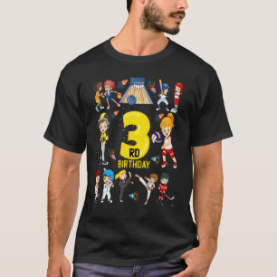 Baseball Basketball Bowling 3 Year 3rd Birthday Gi T-Shirt