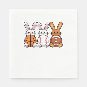 Baseball Basketball Football Sports Tee Easter Bun Napkin