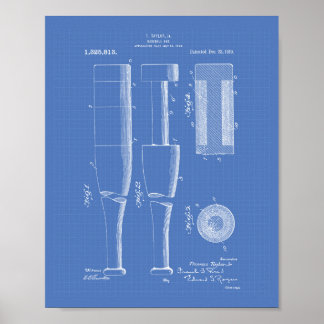 Baseball Bat 1919 Patent Art - Blueprint Poster